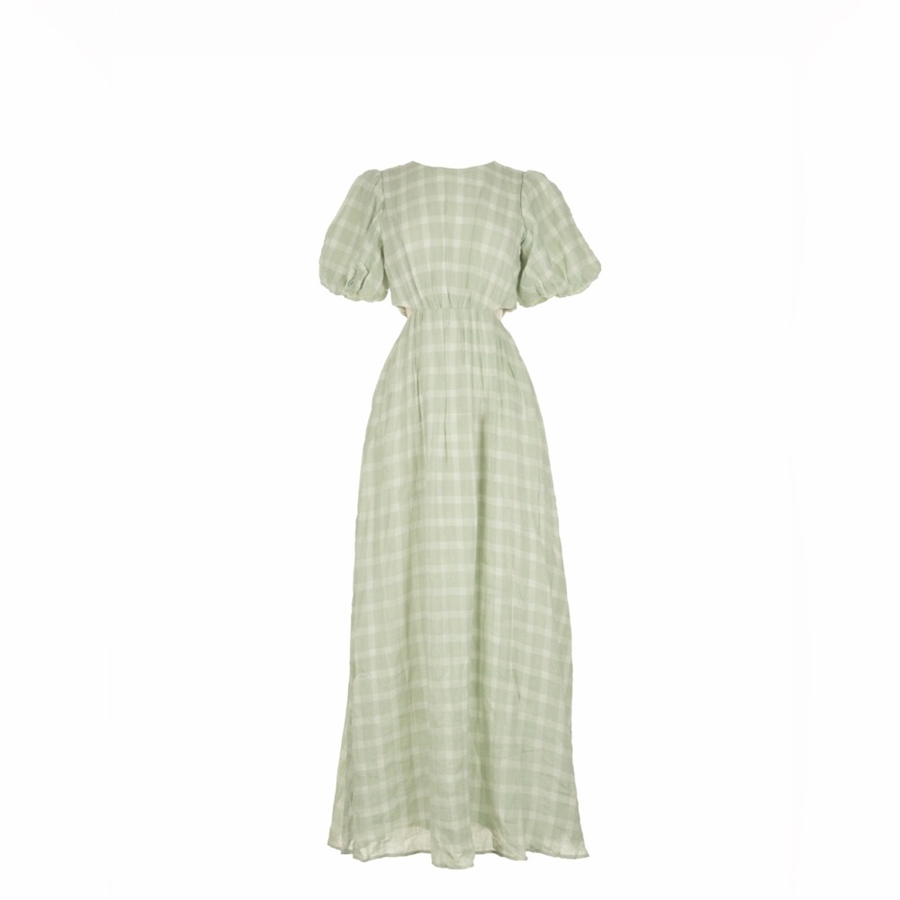 NWT Show Me Your Mumu Eloise Green and White Gingham Maxi Dress Size Small